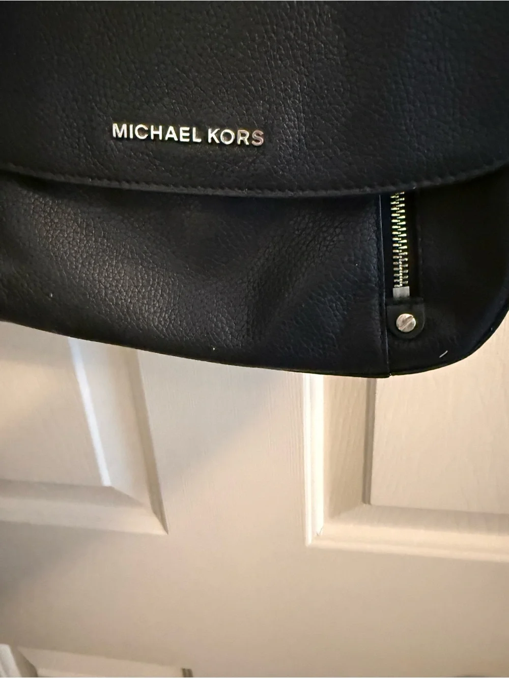 Michael Kors Black Pebbled Leather Flap Crossbody with Chain Detail